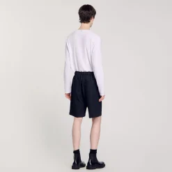 Pantalons & Shorts*SANDRO Bermuda En Denim Brut Noir