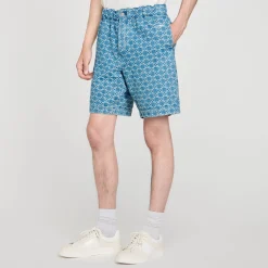 Pantalons & Shorts*SANDRO Bermuda En Denim Square Cross Bleu Ciel