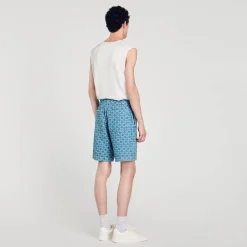 Pantalons & Shorts*SANDRO Bermuda En Denim Square Cross Bleu Ciel