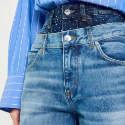 Jupes & Shorts*SANDRO Bermuda En Jean à Double Ceinture Bleu jean