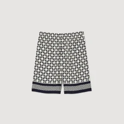Pantalons & Shorts*SANDRO Bermuda Imprimé Square Cross Ecru / Marine