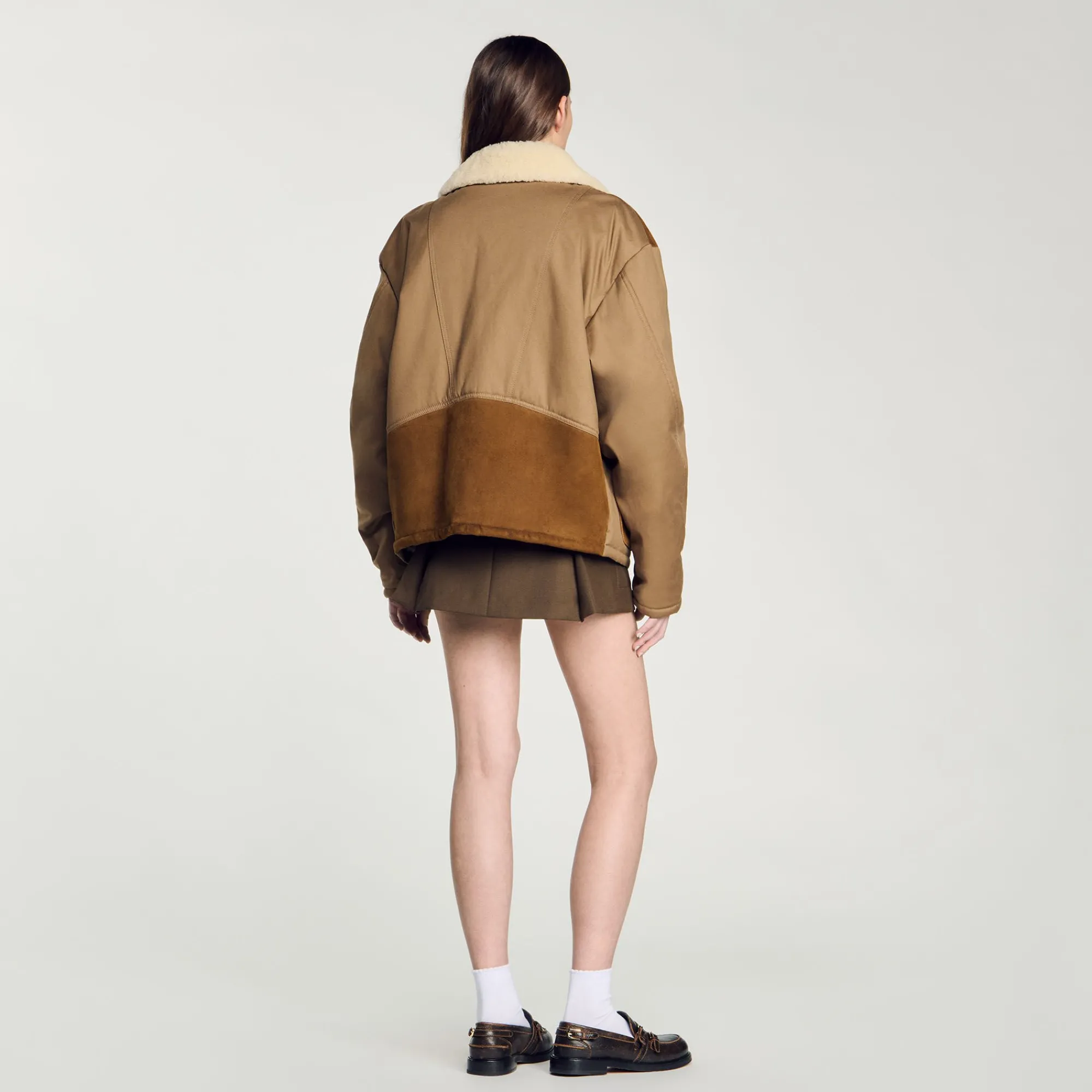 Manteaux|Blousons & Vestes*SANDRO Blouson à Col Mouton Marron