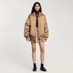 Blousons & Vestes*SANDRO Blouson Bomber Satiné Beige
