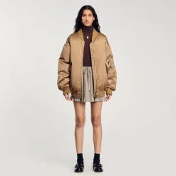 Blousons & Vestes*SANDRO Blouson Bomber Satiné Beige