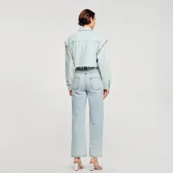 Blousons & Vestes*SANDRO Blouson Court En Denim Bleu jean clair