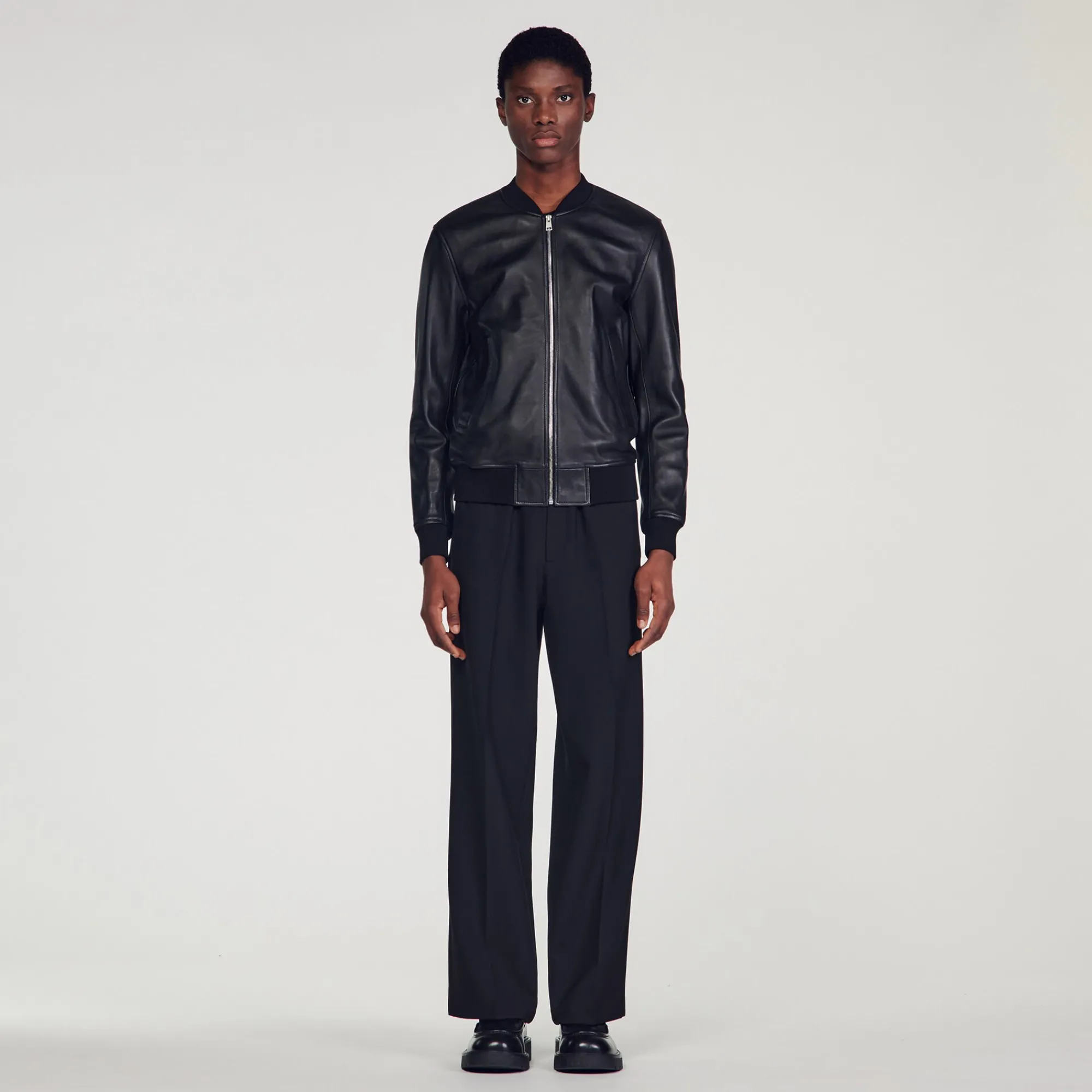 Cuirs|Manteaux & Blousons*SANDRO Blouson En Cuir Noir