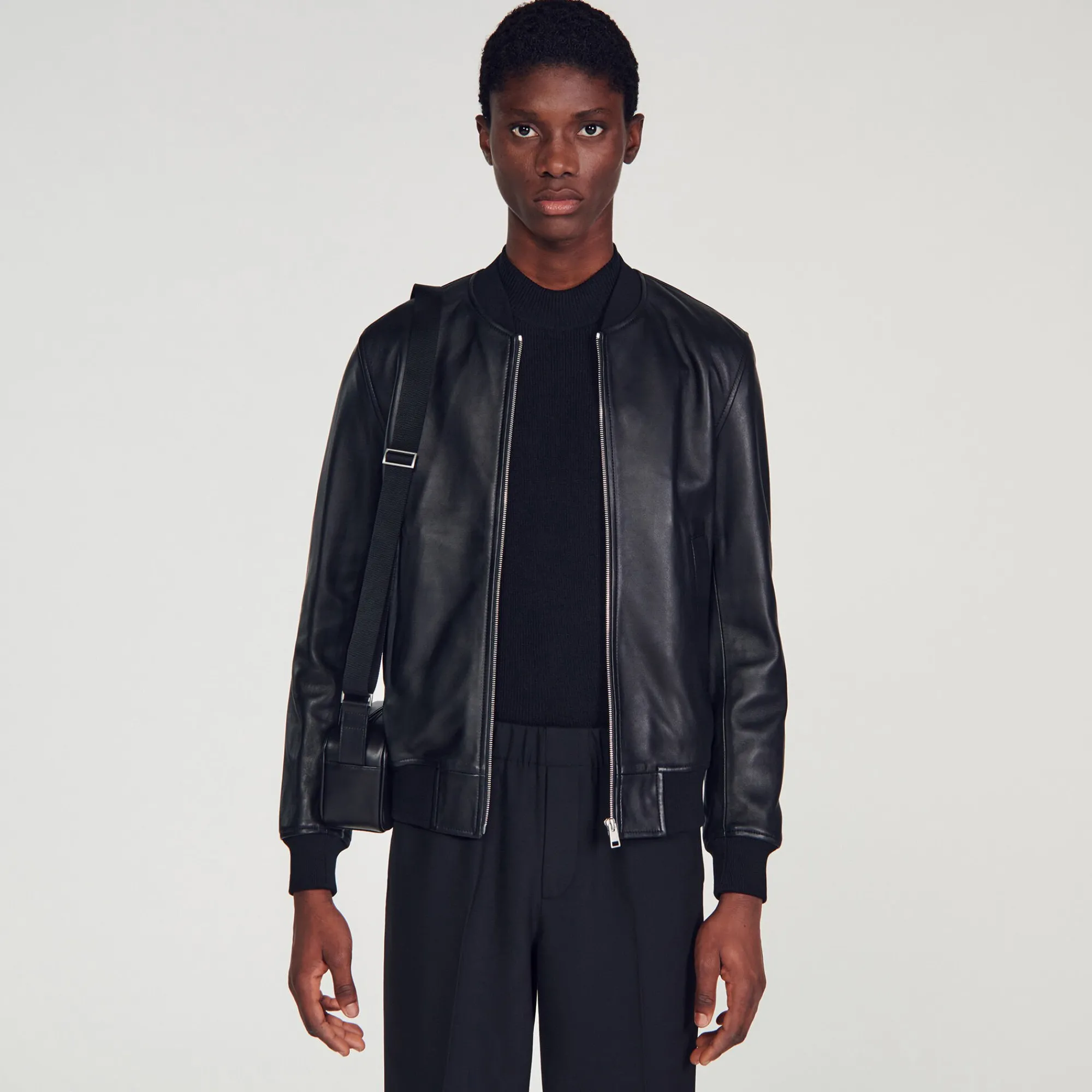 Cuirs|Manteaux & Blousons*SANDRO Blouson En Cuir Noir