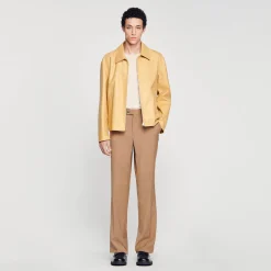 Manteaux & Blousons*SANDRO Blouson En Cuir Vanille