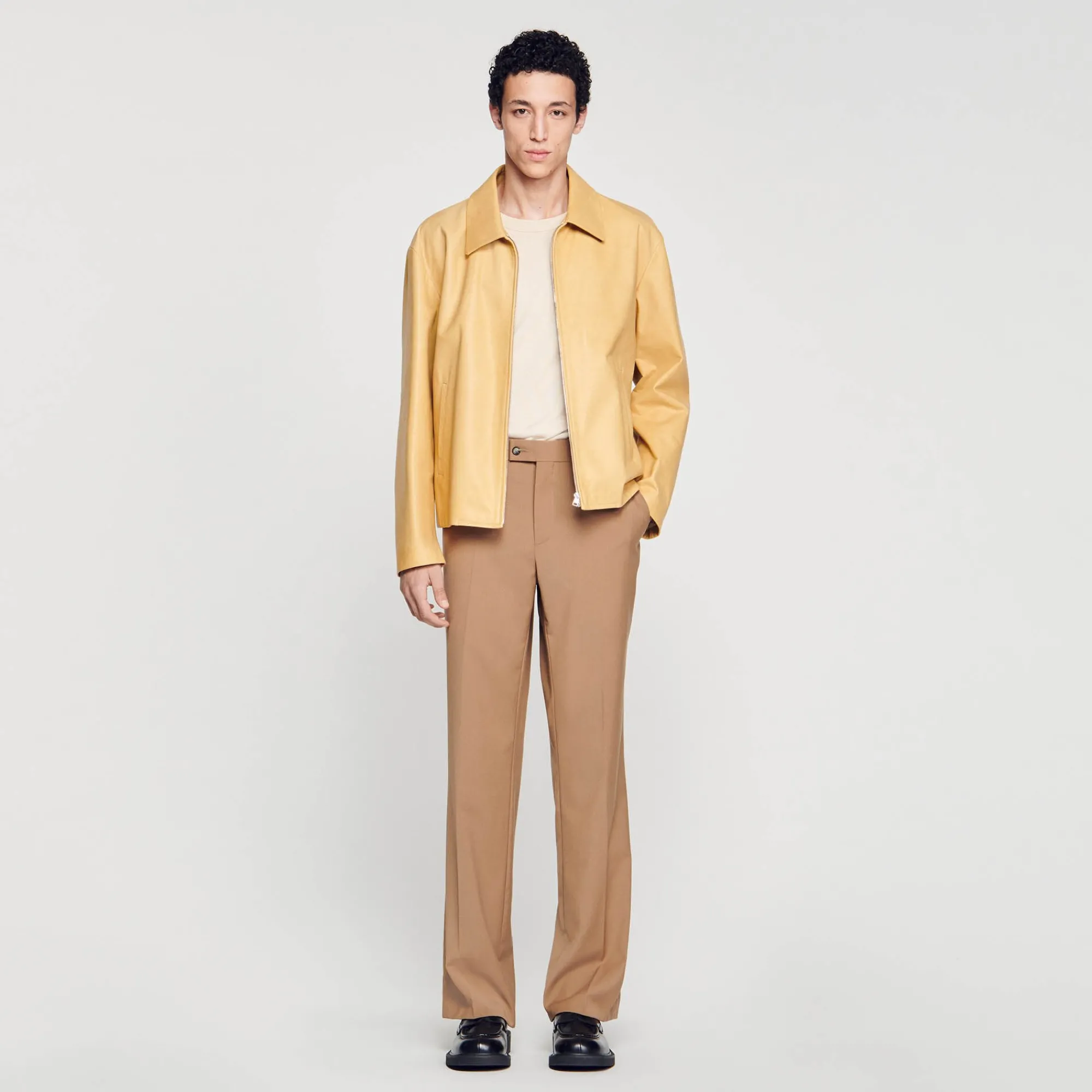 Manteaux & Blousons*SANDRO Blouson En Cuir Vanille