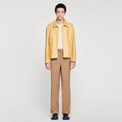Manteaux & Blousons*SANDRO Blouson En Cuir Vanille