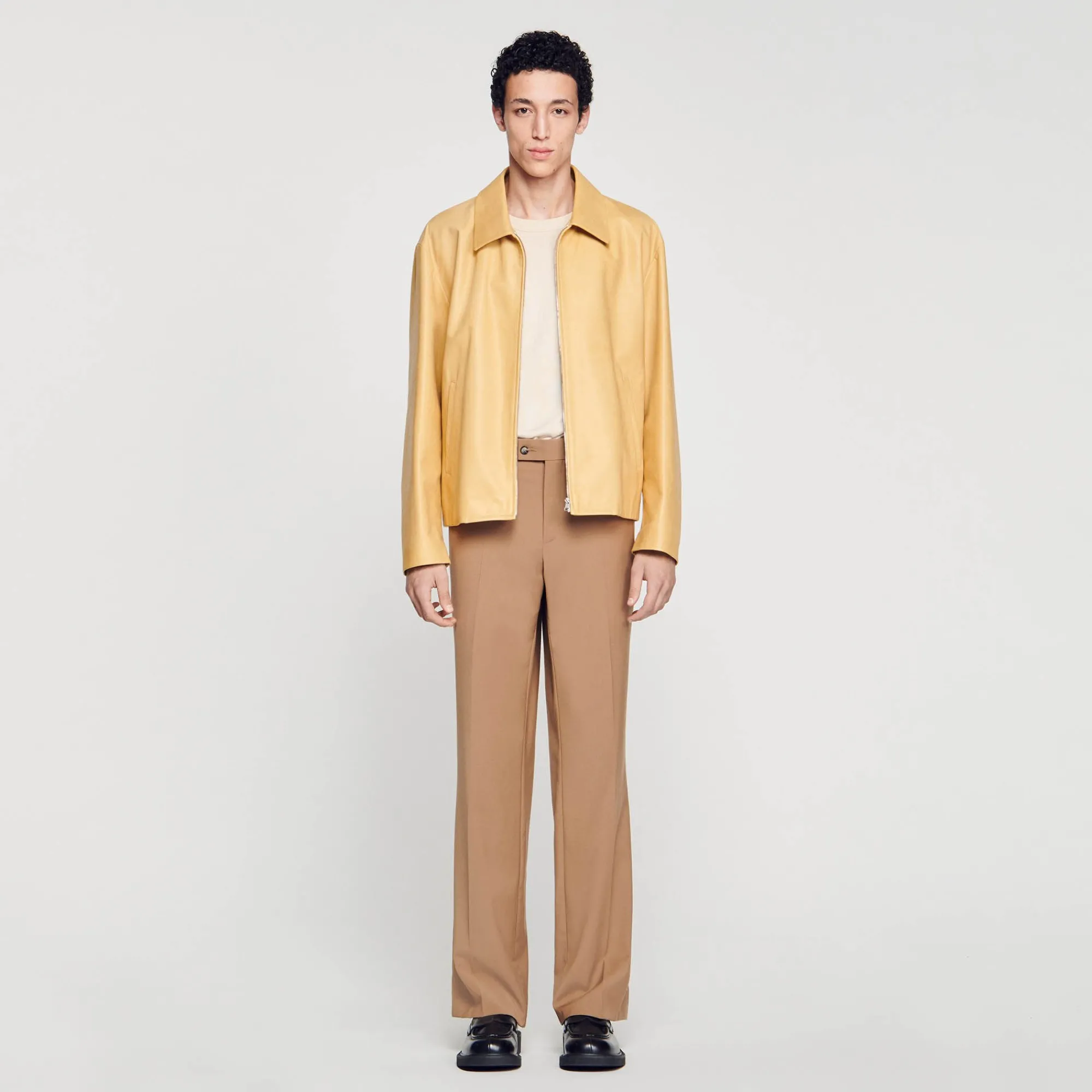 Manteaux & Blousons*SANDRO Blouson En Cuir Vanille