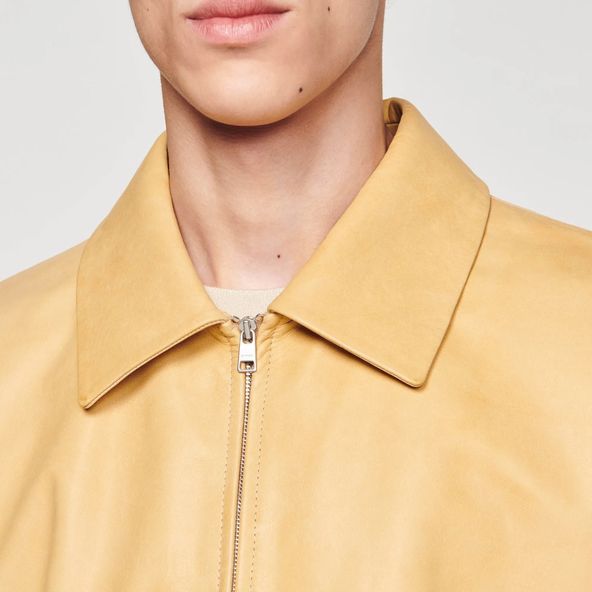 Manteaux & Blousons*SANDRO Blouson En Cuir Vanille