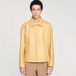 Manteaux & Blousons*SANDRO Blouson En Cuir Vanille