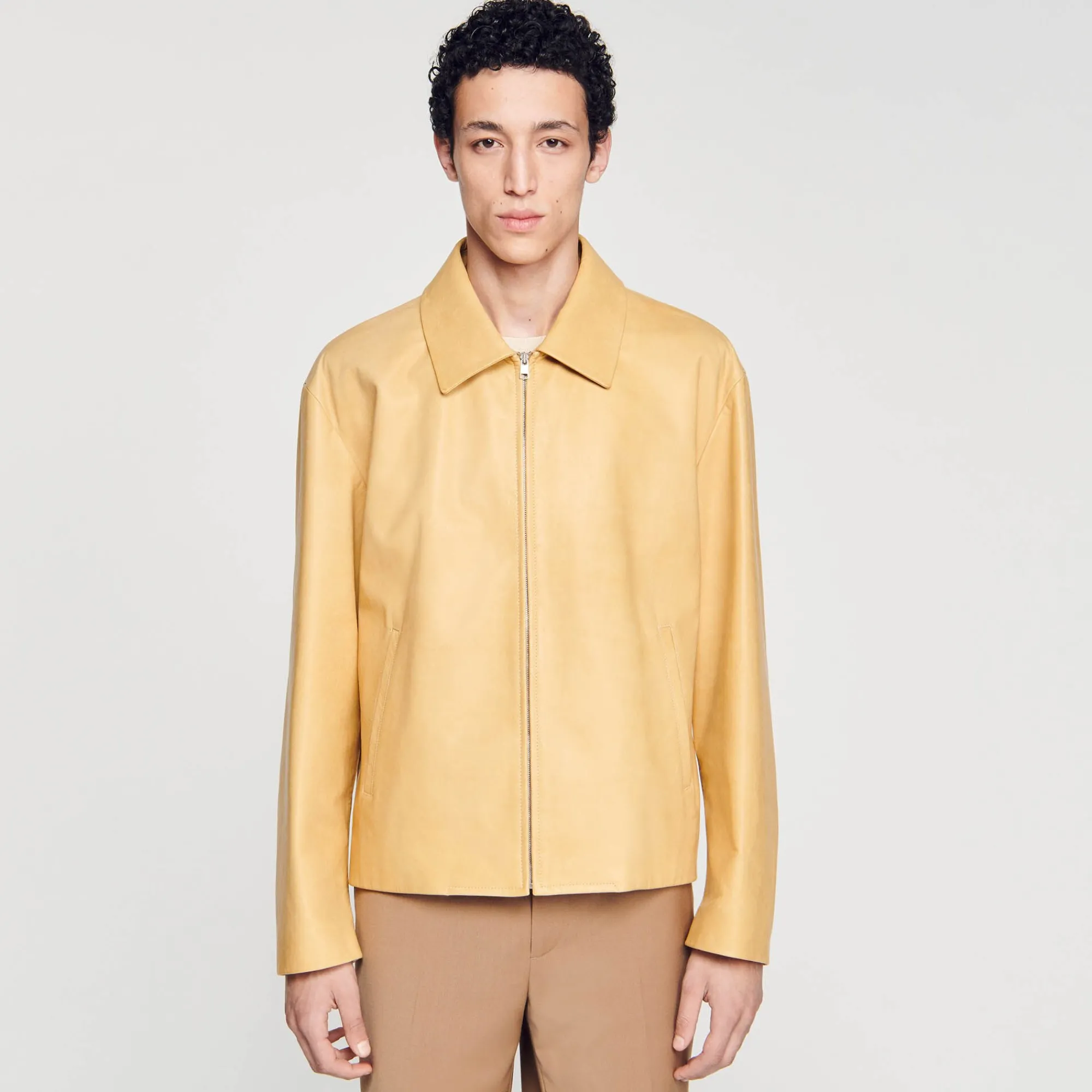 Manteaux & Blousons*SANDRO Blouson En Cuir Vanille