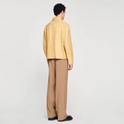 Manteaux & Blousons*SANDRO Blouson En Cuir Vanille
