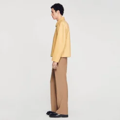 Manteaux & Blousons*SANDRO Blouson En Cuir Vanille