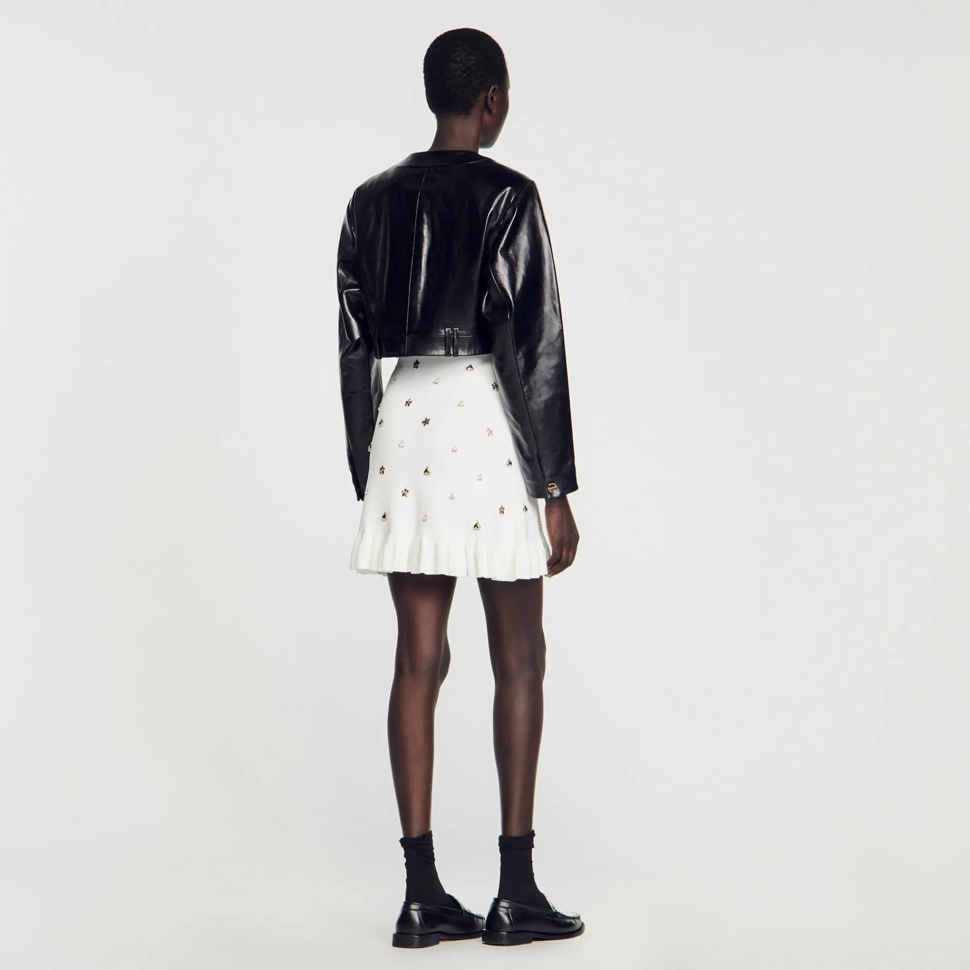 Manteaux|Blousons & Vestes*SANDRO Blouson En Cuir Glacé Noir