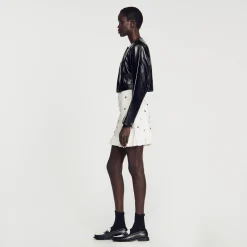Manteaux|Blousons & Vestes*SANDRO Blouson En Cuir Glacé Noir