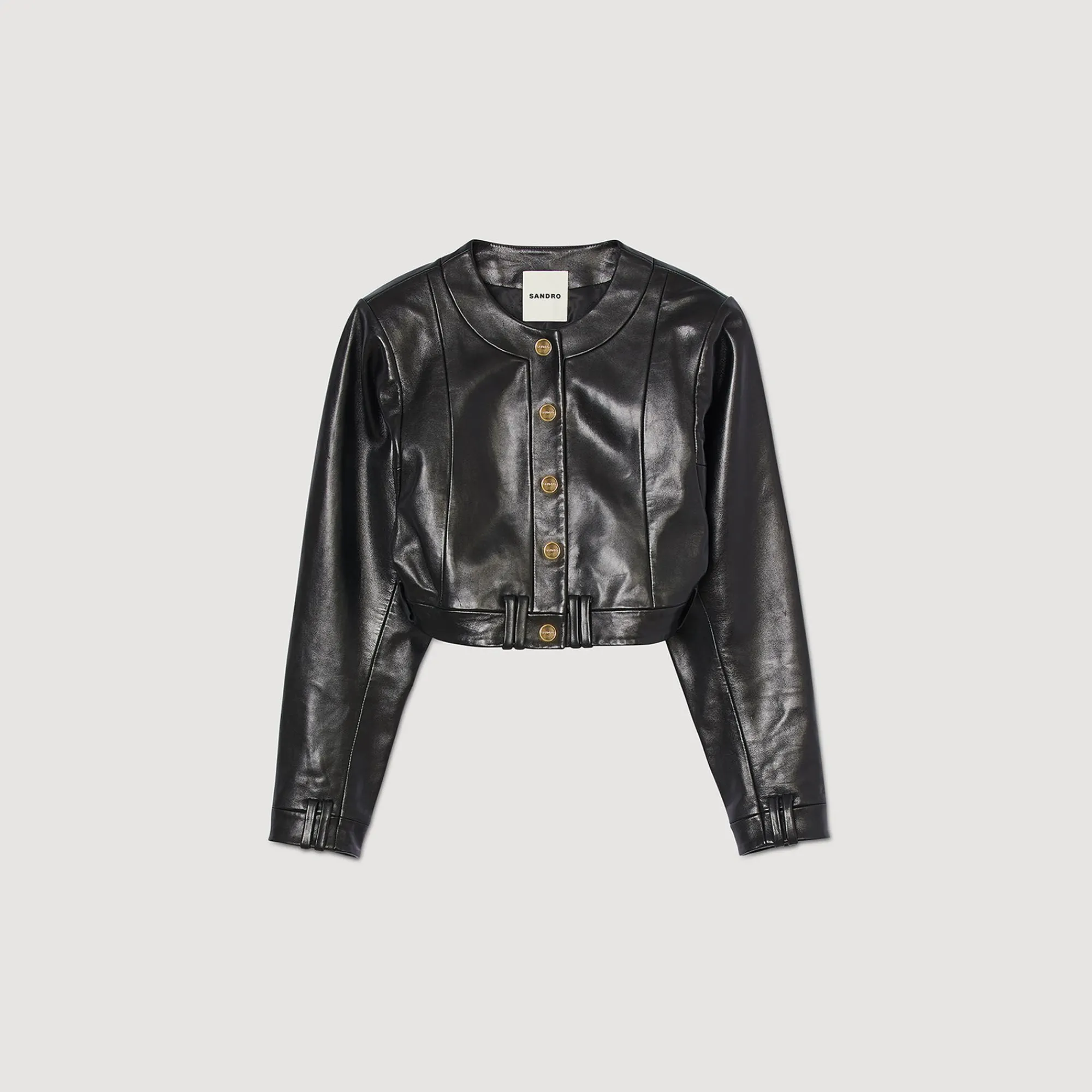 Manteaux|Blousons & Vestes*SANDRO Blouson En Cuir Glacé Noir
