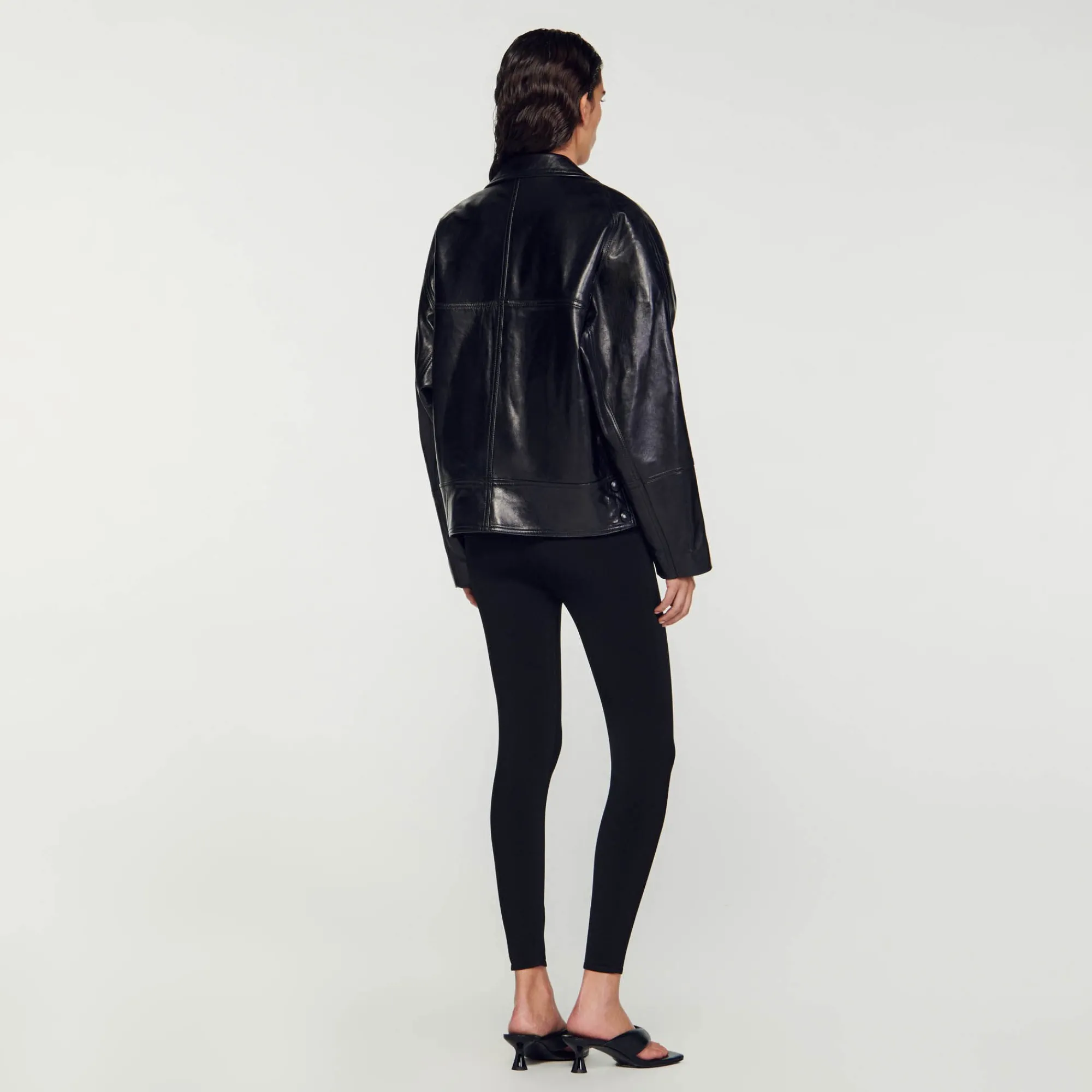 Manteaux|Blousons & Vestes*SANDRO Blouson En Cuir Oversize Noir