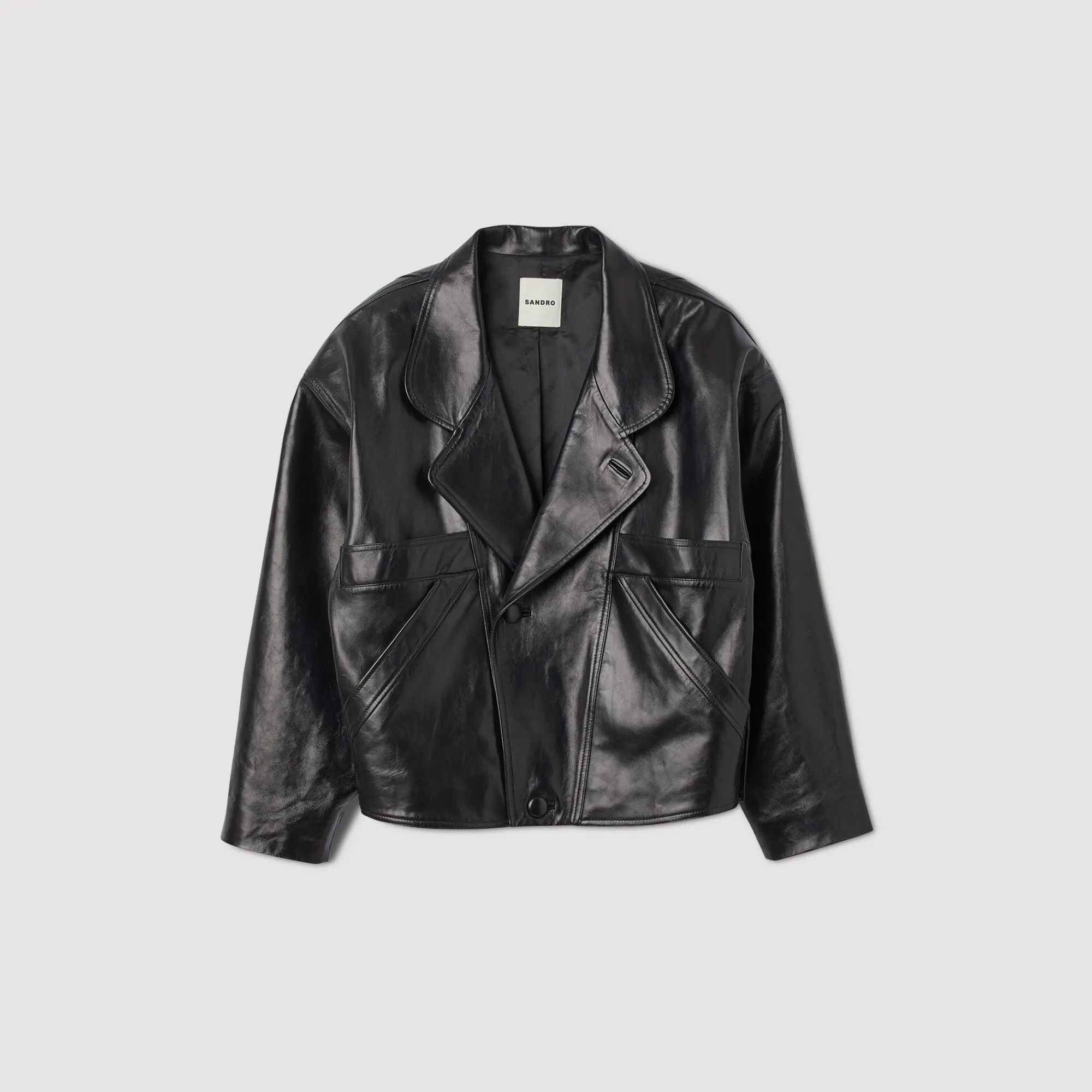 Manteaux|Blousons & Vestes*SANDRO Blouson En Cuir Oversize Noir