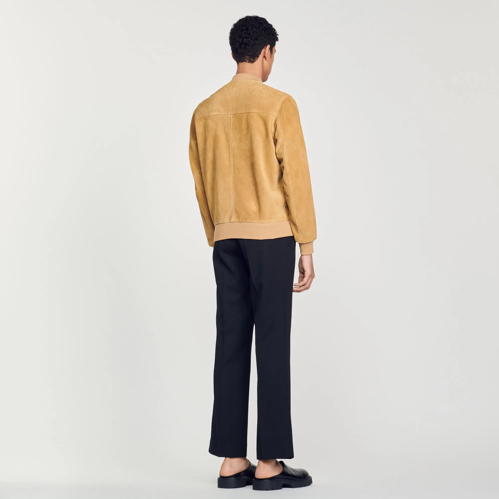 Cuirs|Manteaux & Blousons*SANDRO Blouson En Cuir Suédé Beige