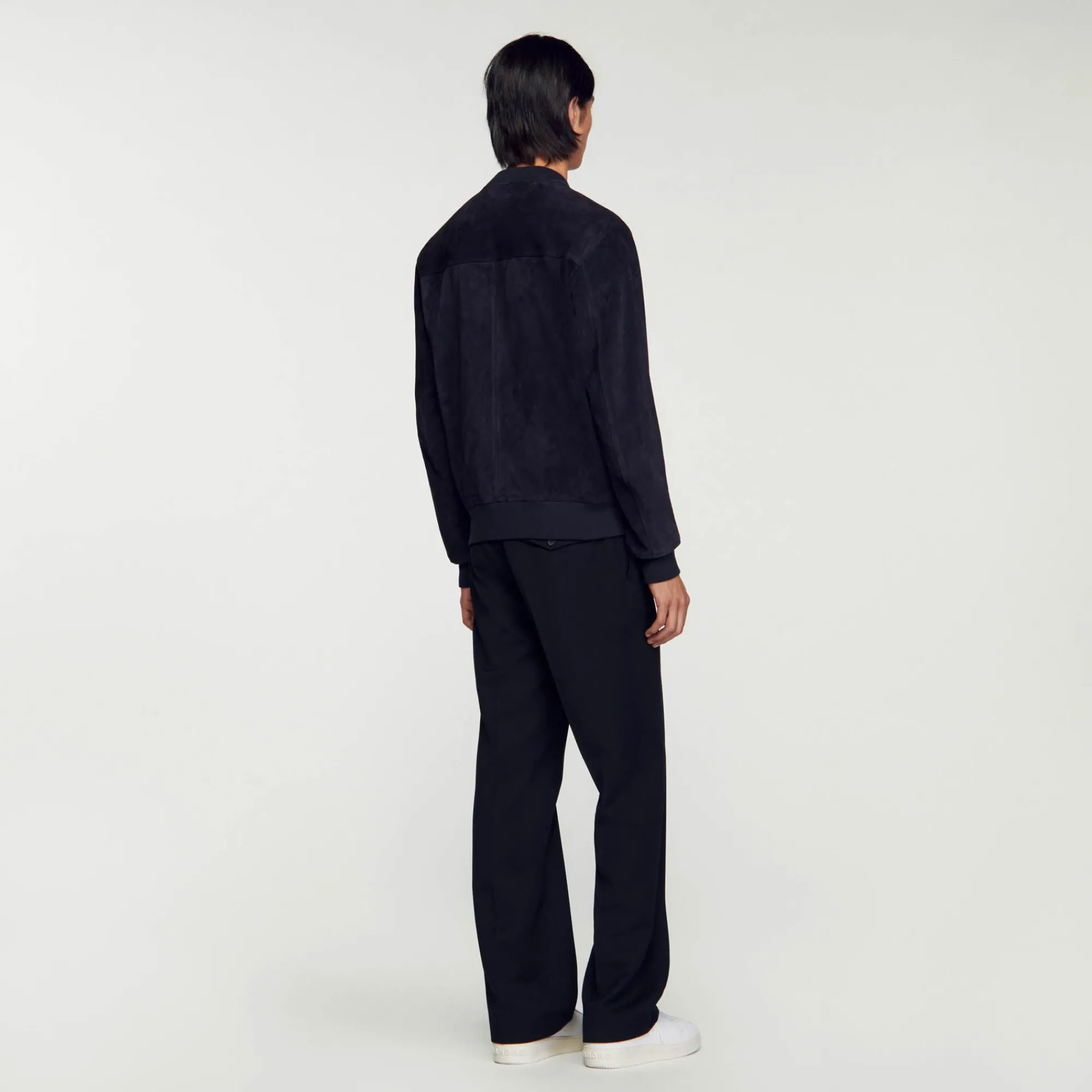 Cuirs|Manteaux & Blousons*SANDRO Blouson En Cuir Suédé Marine
