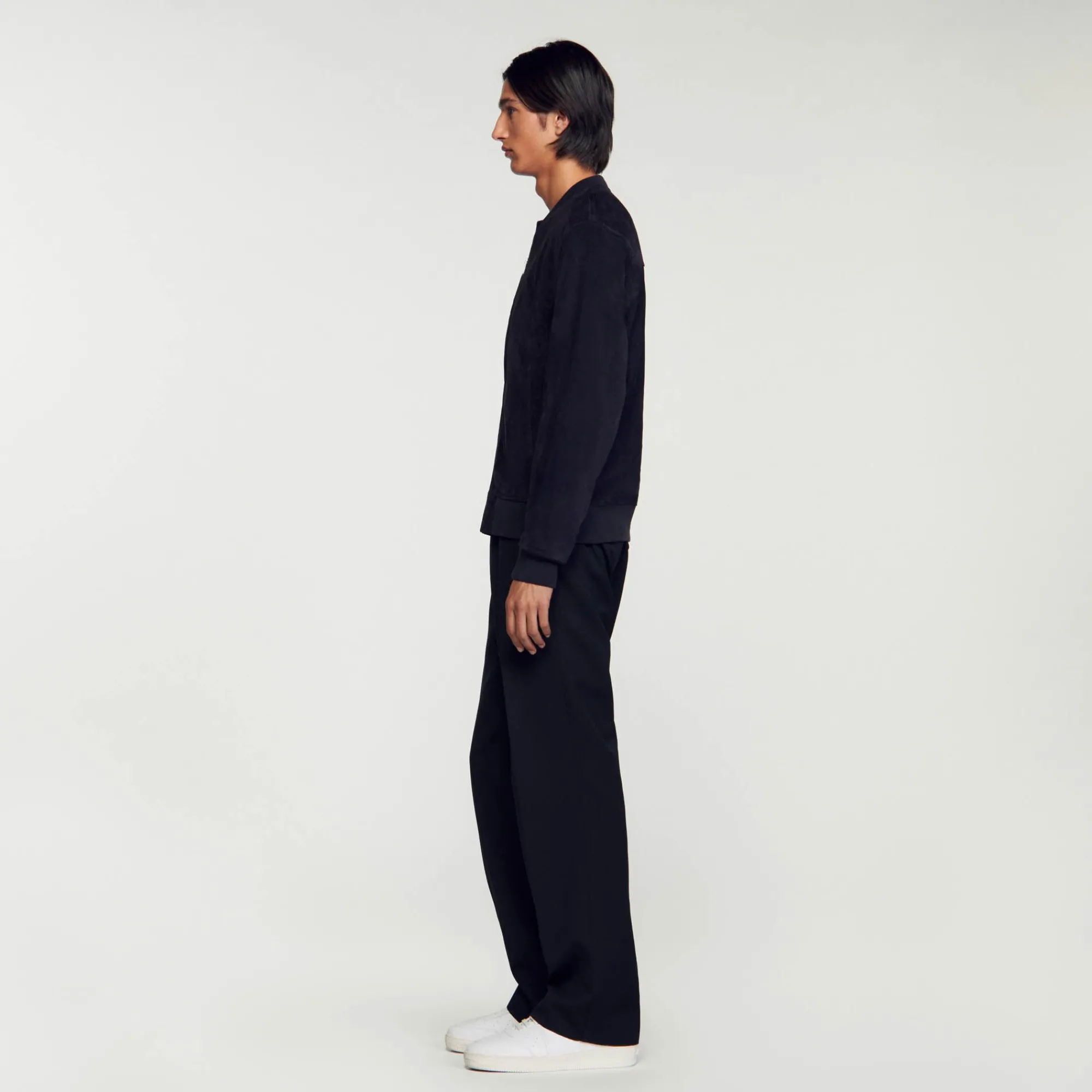 Cuirs|Manteaux & Blousons*SANDRO Blouson En Cuir Suédé Marine