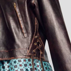 Blousons & Vestes*SANDRO Blouson En Cuir Vieilli Marron Foncé