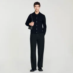 Pulls & Gilets*SANDRO Blouson En Maille Noir