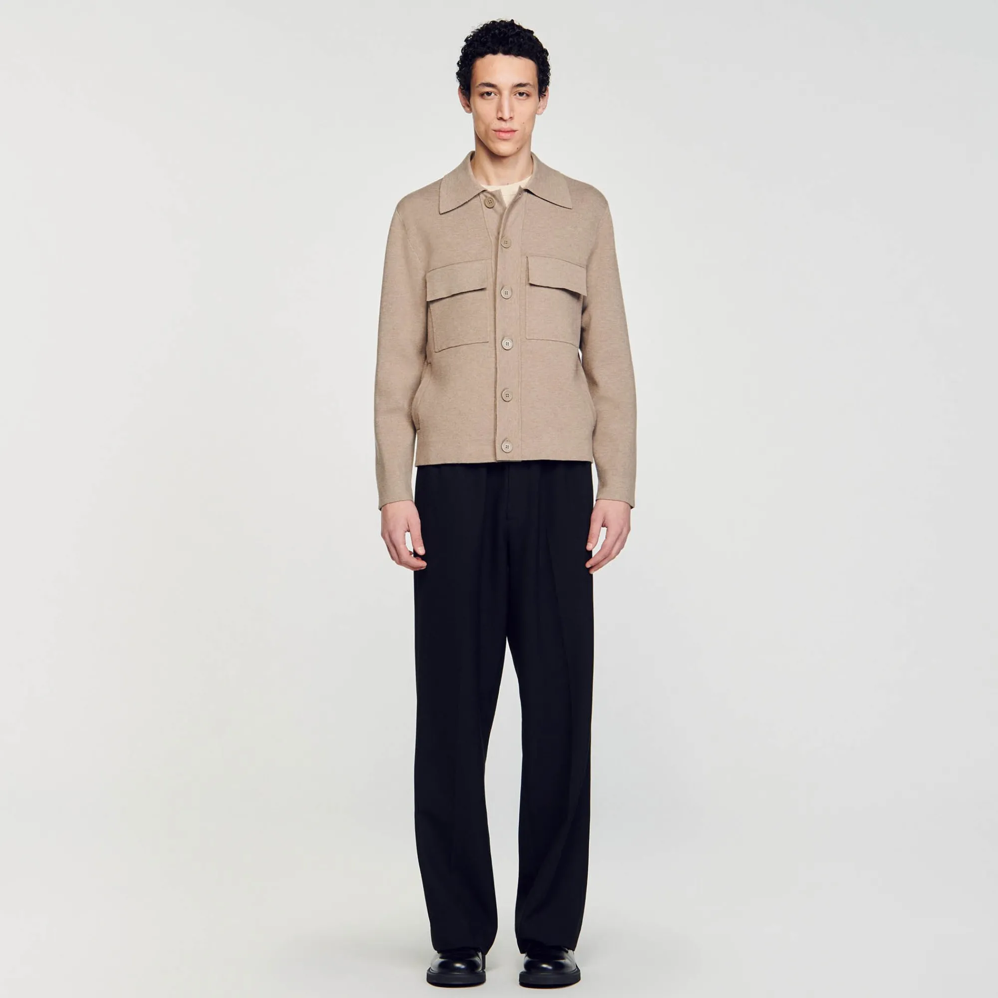 Pulls & Gilets*SANDRO Blouson En Maille Marron Clair