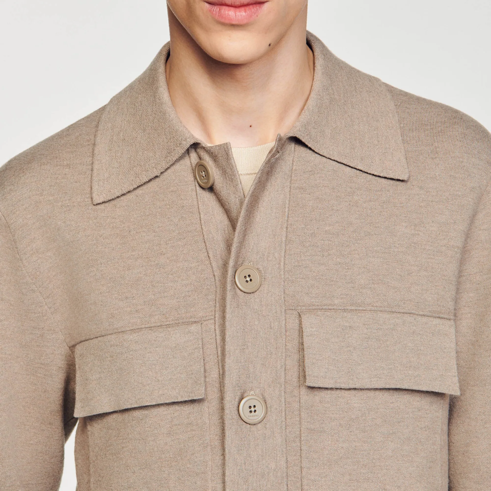 Pulls & Gilets*SANDRO Blouson En Maille Marron Clair