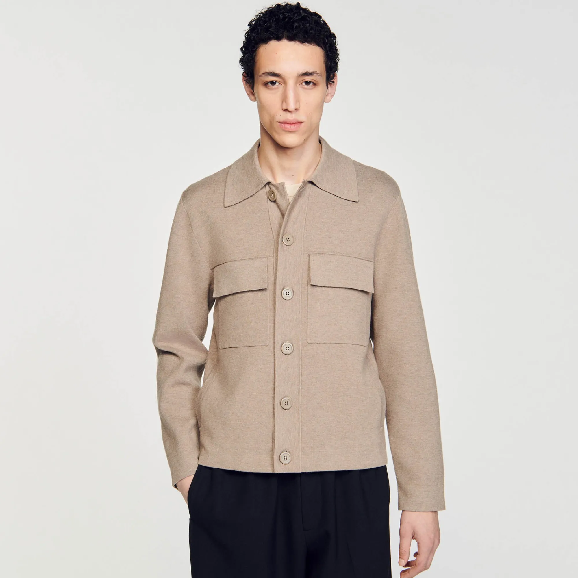 Pulls & Gilets*SANDRO Blouson En Maille Marron Clair
