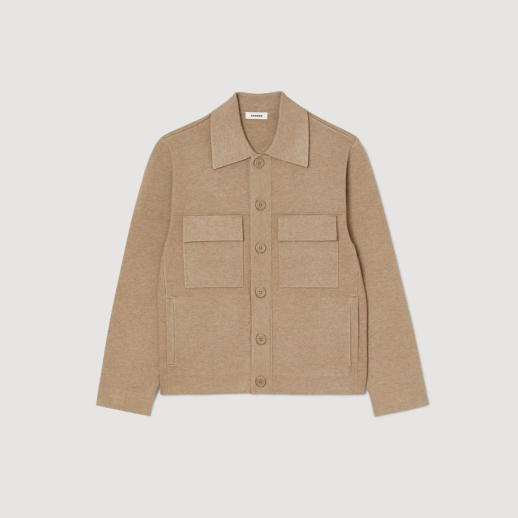 Pulls & Gilets*SANDRO Blouson En Maille Marron Clair