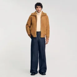 Manteaux & Blousons*SANDRO Blouson En Peau Retournée Camel