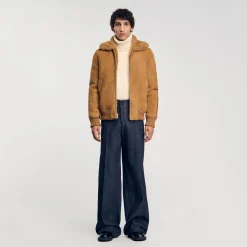 Manteaux & Blousons*SANDRO Blouson En Peau Retournée Camel