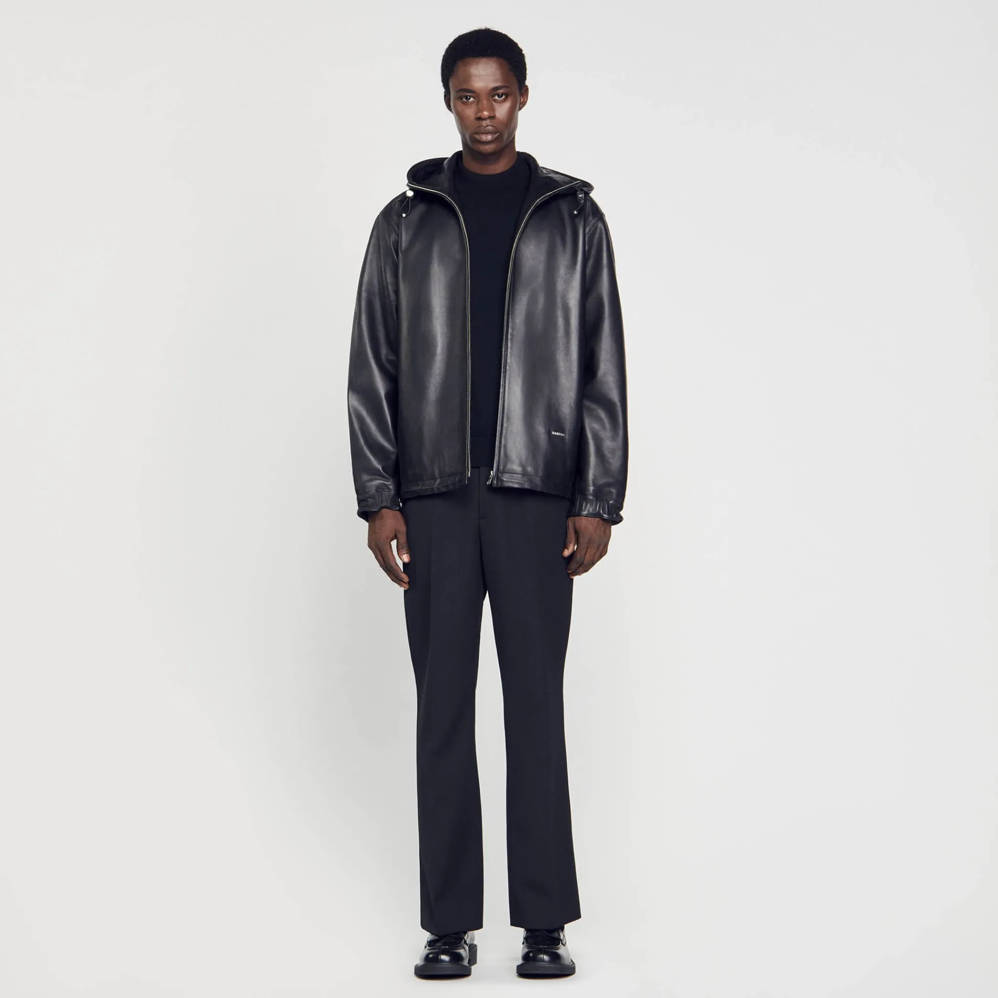Cuirs|Manteaux & Blousons*SANDRO Blouson Oversize En Cuir Noir