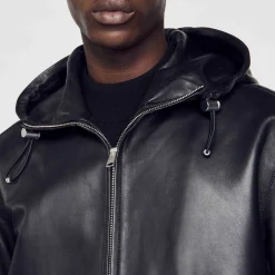 Cuirs|Manteaux & Blousons*SANDRO Blouson Oversize En Cuir Noir