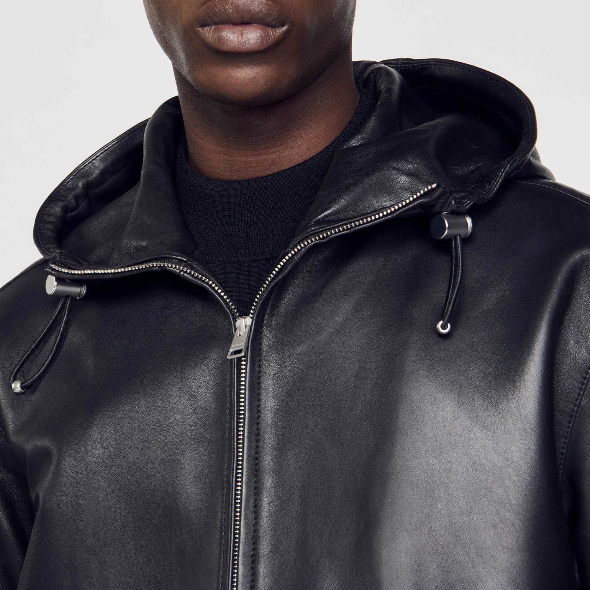 Cuirs|Manteaux & Blousons*SANDRO Blouson Oversize En Cuir Noir