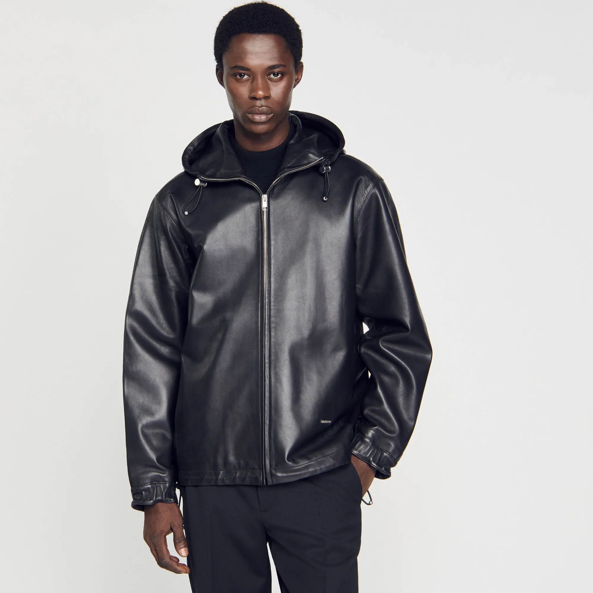 Cuirs|Manteaux & Blousons*SANDRO Blouson Oversize En Cuir Noir