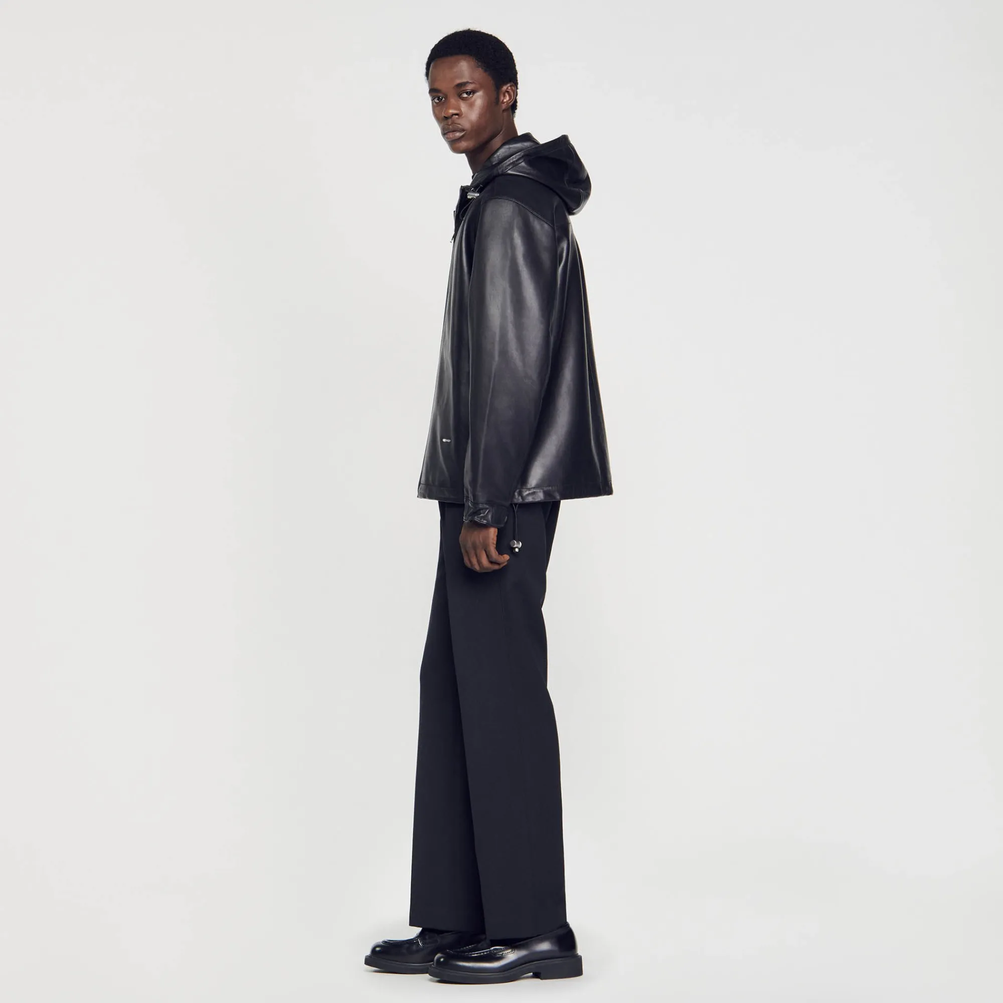 Cuirs|Manteaux & Blousons*SANDRO Blouson Oversize En Cuir Noir