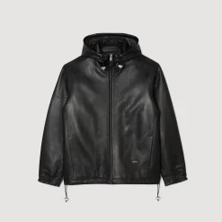 Cuirs|Manteaux & Blousons*SANDRO Blouson Oversize En Cuir Noir