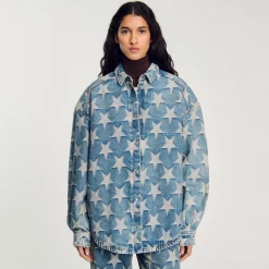 Ensembles|Blousons & Vestes*SANDRO Blouson Surchemise En Jean étoiles Bleu jean