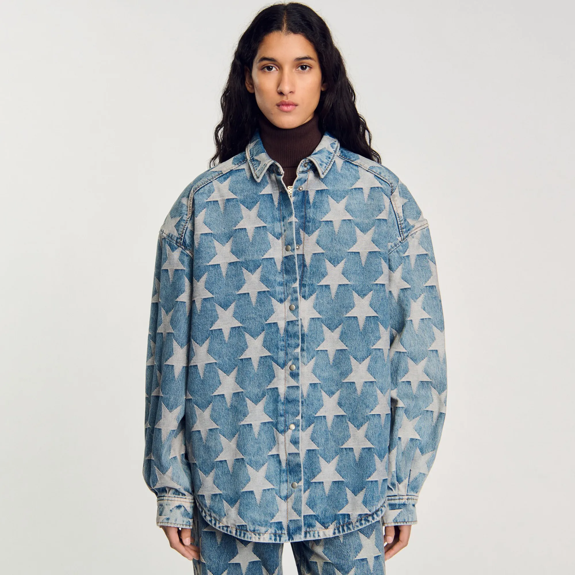 Ensembles|Blousons & Vestes*SANDRO Blouson Surchemise En Jean étoiles Bleu jean
