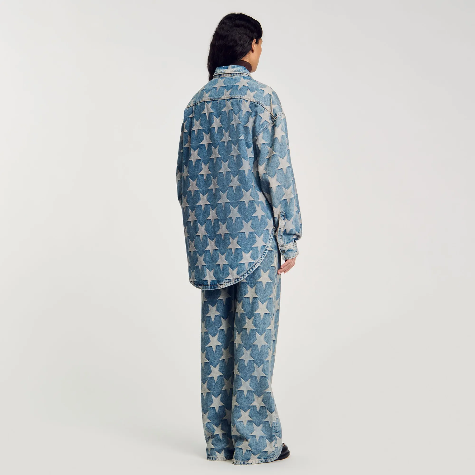 Ensembles|Blousons & Vestes*SANDRO Blouson Surchemise En Jean étoiles Bleu jean