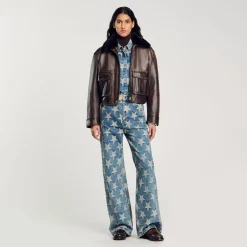 Ensembles|Blousons & Vestes*SANDRO Blouson Surchemise En Jean étoiles Bleu jean