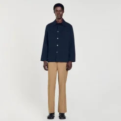 Manteaux & Blousons*SANDRO Blouson Worker Bleu