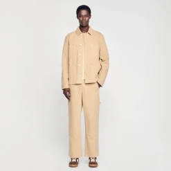 Manteaux & Blousons*SANDRO Blouson Worker En Denim Beige