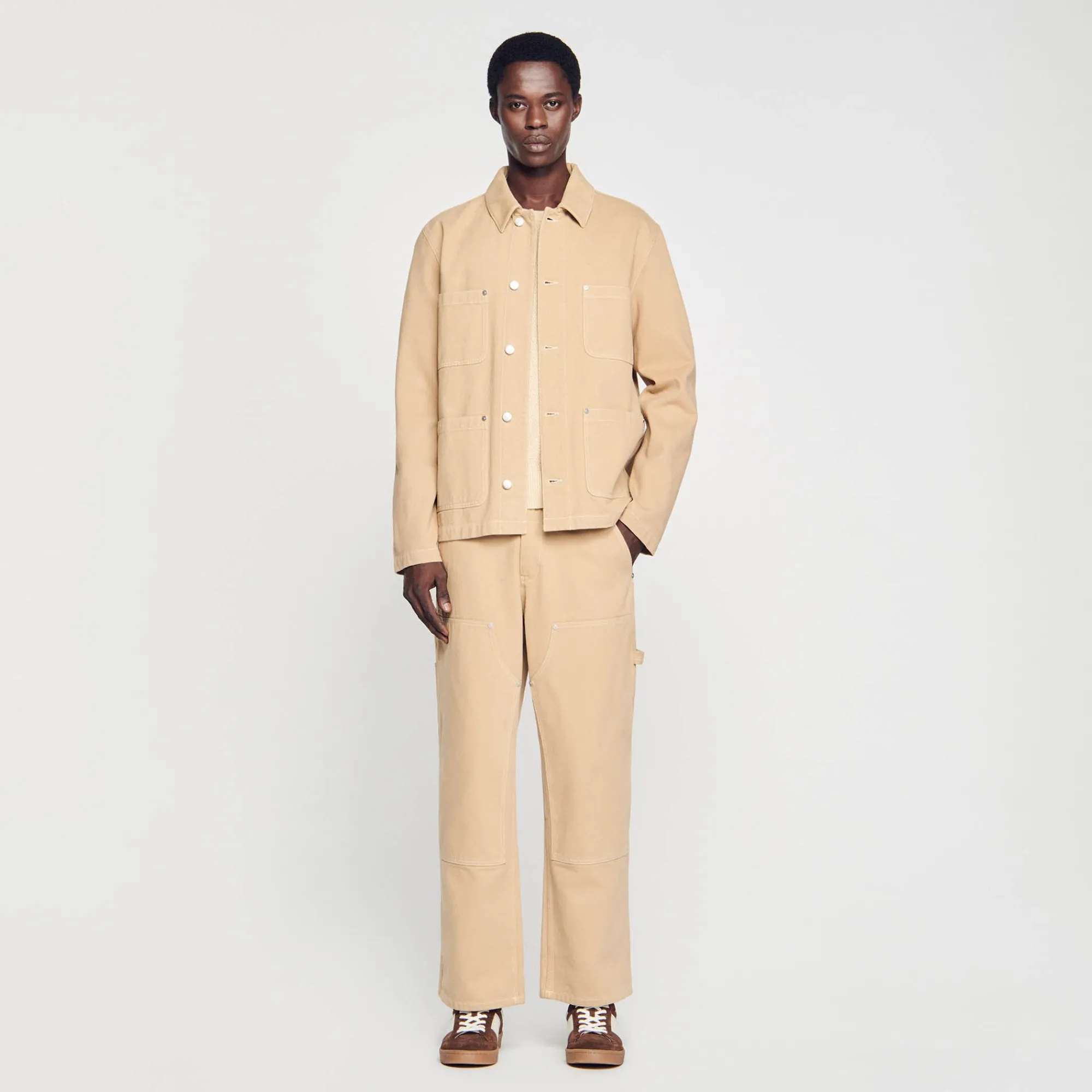 Manteaux & Blousons*SANDRO Blouson Worker En Denim Beige