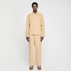 Manteaux & Blousons*SANDRO Blouson Worker En Denim Beige